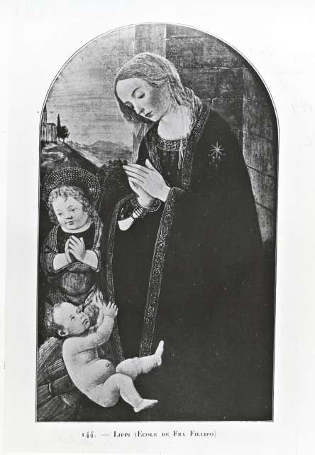 Anonimo — Maestro dell'Epifania di Fiesole - sec. XV - Madonna in adorazione del Bambino con san Giovannino — insieme
